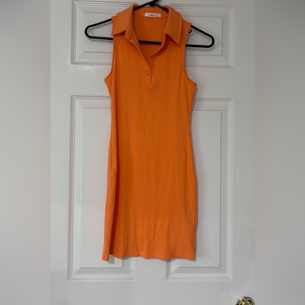 TENNESSEE ORANGE COLLARED BODY CON DRESS